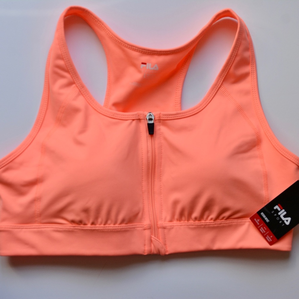 Fila Sports Bra, Lg, Medium Impact, Peach Frenzy